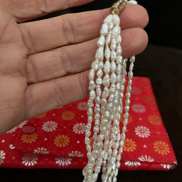 Vintage Japanese Freshwater Rice Pearl Necklace - Picture 8 of 14